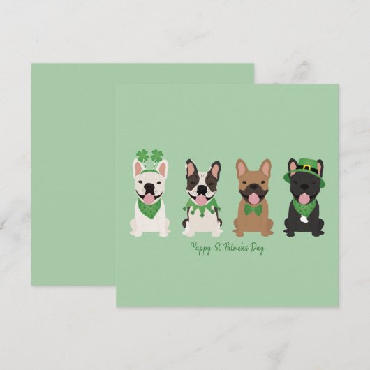 Happy St Patricks Day Franse bulldogs Feestdagenkaart (Voorkant / Achterkant)