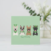 Happy St Patricks Day Franse bulldogs Feestdagenkaart (Staand voorkant)