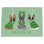 Happy St Patricks Day Franse bulldogs Groot Cadeauzakje (Voorkant)