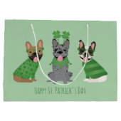 Happy St Patricks Day Franse bulldogs Groot Cadeauzakje (Achterkant)