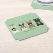 Happy St Patricks Day Franse bulldogs Kartonnen Onderzetters (Gekanteld)