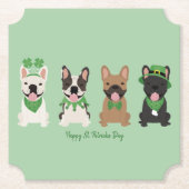 Happy St Patricks Day Franse bulldogs Kartonnen Onderzetters (Voorkant)