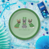 Happy St Patricks Day Franse bulldogs Papieren Bordje (Feest)