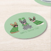 Happy St Patricks Day Franse bulldogs Ronde Kartonnen Onderzetter (Gebogen)