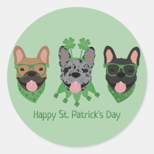 Happy St Patricks Day Franse bulldogs Ronde Sticker