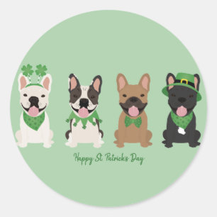 Happy St Patricks Day Franse bulldogs Ronde Sticker