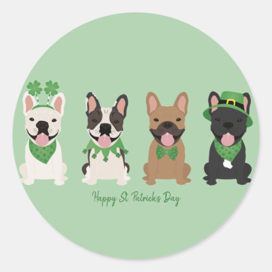 Happy St Patricks Day Franse bulldogs Ronde Sticker (Voorkant)