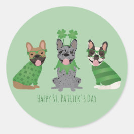 Happy St Patricks Day Franse bulldogs Ronde Sticker