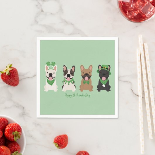 Happy St Patricks Day Franse bulldogs Servet (Insitu)