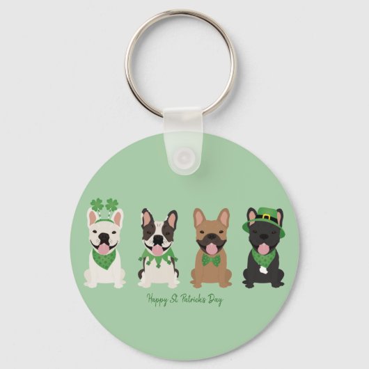 Happy St Patricks Day Franse bulldogs Sleutelhanger (Voorkant)