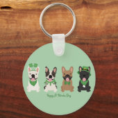 Happy St Patricks Day Franse bulldogs Sleutelhanger (Voorkant)