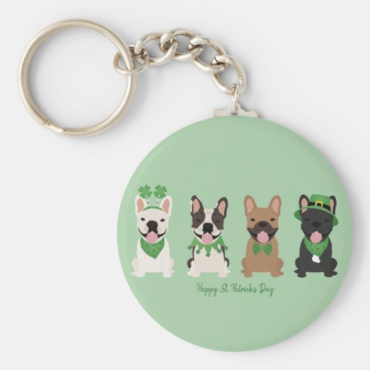 Happy St Patricks Day Franse bulldogs Sleutelhanger (Voorkant)