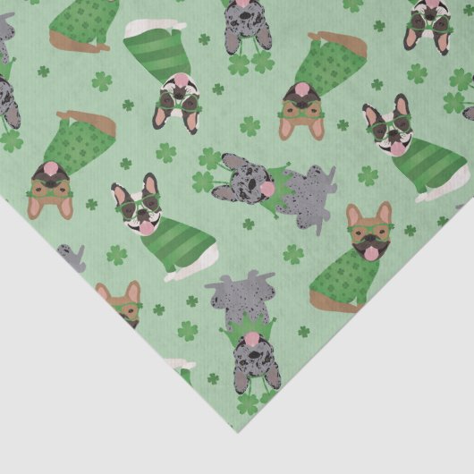 Happy St Patricks Day Franse bulldogs Tissuepapier (Detail)
