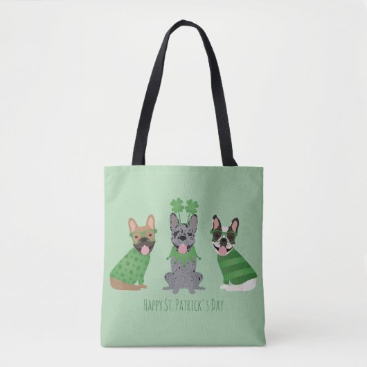 Happy St Patricks Day Franse bulldogs Tote Bag (Voorkant)