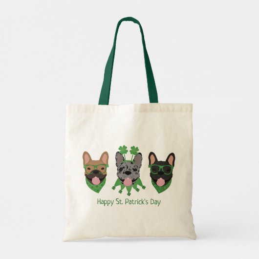 Happy St Patricks Day Franse bulldogs Tote Bag (Achterkant)