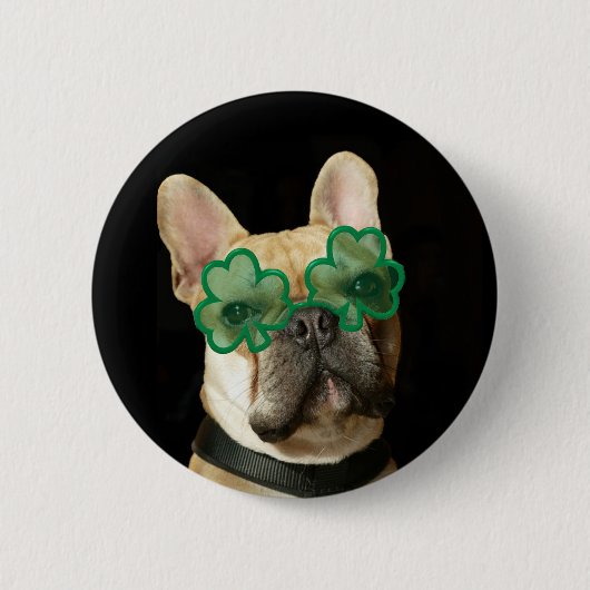 Happy St. Patrick's Day French Bulldog button (Voorkant)