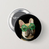 Happy St. Patrick's Day French Bulldog button (Voorkant /achterkant)