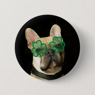 Happy St. Patrick's Day French Bulldog button