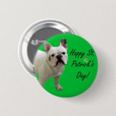 Happy St. Patrick's Day French Bulldog button (Voorkant /achterkant)