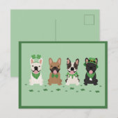 Happy St Patricks Day French Bulldogs Clover Feestdagenkaart (Voorkant / Achterkant)