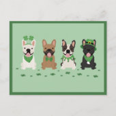 Happy St Patricks Day French Bulldogs Clover Feestdagenkaart (Voorkant)