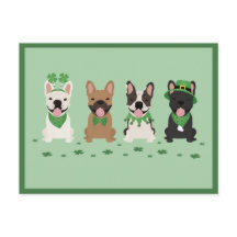 Happy St Patricks Day French Bulldogs Clover