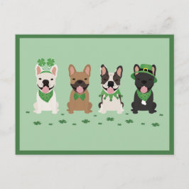 Happy St Patricks Day French Bulldogs Clover Feestdagenkaart