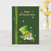 Happy St. Patrick's Day Funny Bulldog Kaart (Gele Bloem)