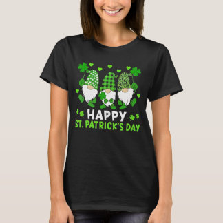 Happy St Patricks Day Funny Gnomes Shamrock Leopar T-shirt