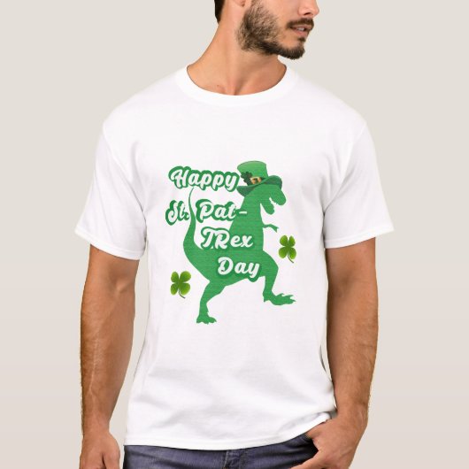 Happy St. Patricks Day Funny T-rex Dinosaur T-shirt (Voorkant)