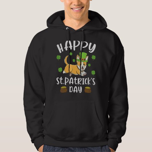 Happy St Patrick's Day Funy Saint Patricks Corgi D Hoodie (Voorkant)