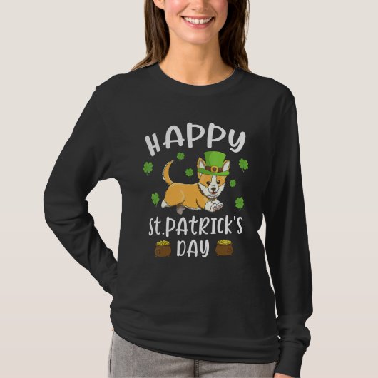 Happy St Patrick's Day Funy Saint Patricks Corgi D T-shirt (Voorkant)