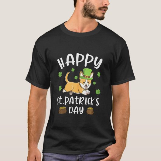 Happy St Patrick's Day Funy Saint Patricks Corgi D T-shirt (Voorkant)