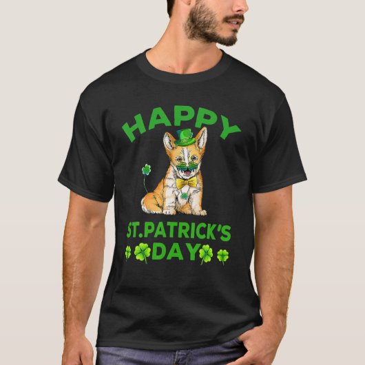 Happy St Patrick's Day Funy Saint Patricks Corgi D T-shirt (Voorkant)