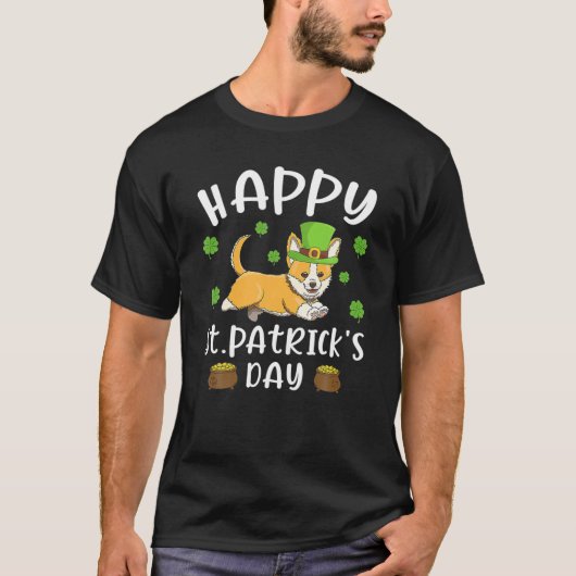 Happy St Patrick's Day Funy Saint Patricks Corgi D T-shirt (Voorkant)