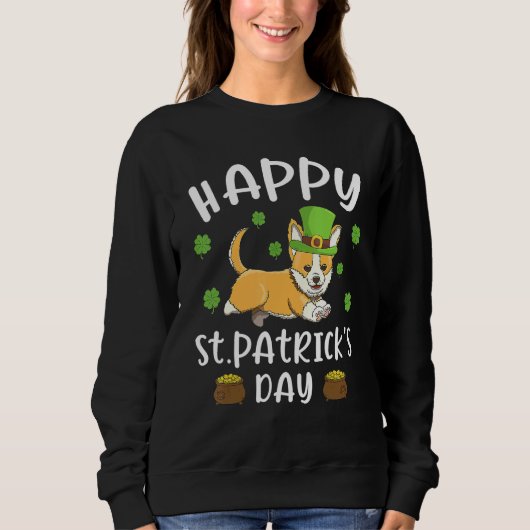 Happy St Patrick's Day Funy Saint Patricks Corgi D Trui (Voorkant)