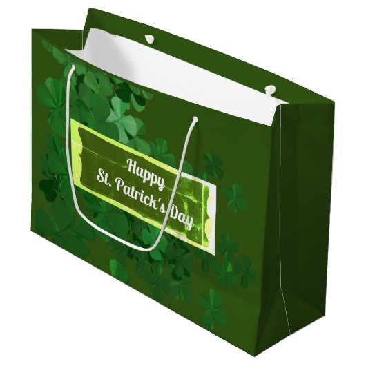 Happy St. Patrick's Day, gepersonaliseerd Groot Cadeauzakje (Voorkant Gekanteld)