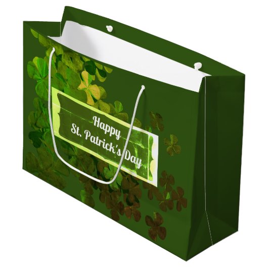 Happy St. Patrick's Day, gepersonaliseerd Groot Cadeauzakje (Voorkant Gekanteld)