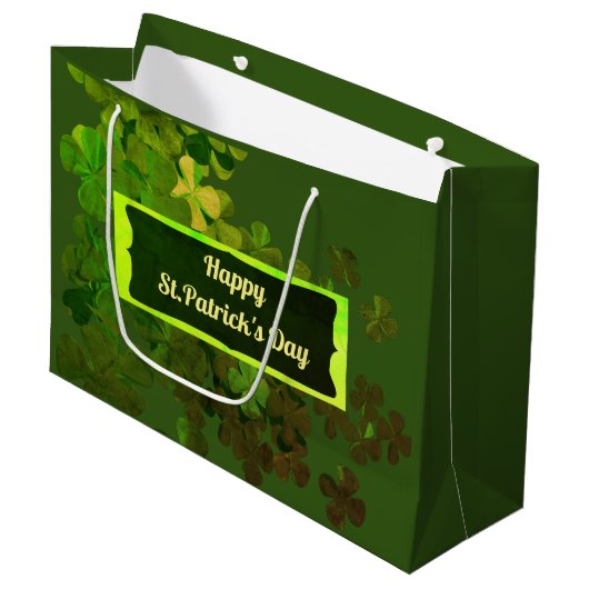 Happy St.Patrick's Day, gepersonaliseerde grote ca Groot Cadeauzakje (Voorkant Gekanteld)