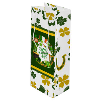 Happy St. Patrick's Day Gift Bag Wijn Cadeautas