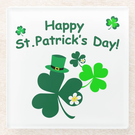Happy St. Patrick's Day Glazen Onderzetter (Voorkant)