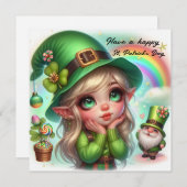 Happy St Patrick's Day Gnome en Leprechaun Feestdagenkaart (Voorkant / Achterkant)
