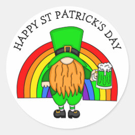 Happy St Patrick's Day | Gnome Leprechaun Ronde Sticker