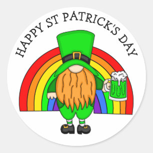 Happy St Patrick's Day   Gnome Leprechaun Ronde Sticker