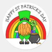 Happy St Patrick's Day | Gnome Leprechaun Ronde Sticker (Voorkant)