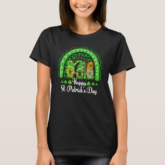 Happy St Patrick's Day Gnome Lucky Rainbow T-shirt (Voorkant)