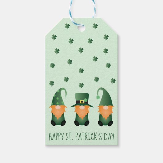 Happy St Patricks Day Gnome Pattern Cadeaulabel (Voorkant)