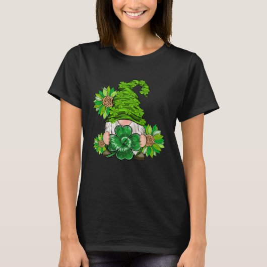 Happy St Patrick's Day Gnome with Leopard Sunflowe T-shirt (Voorkant)