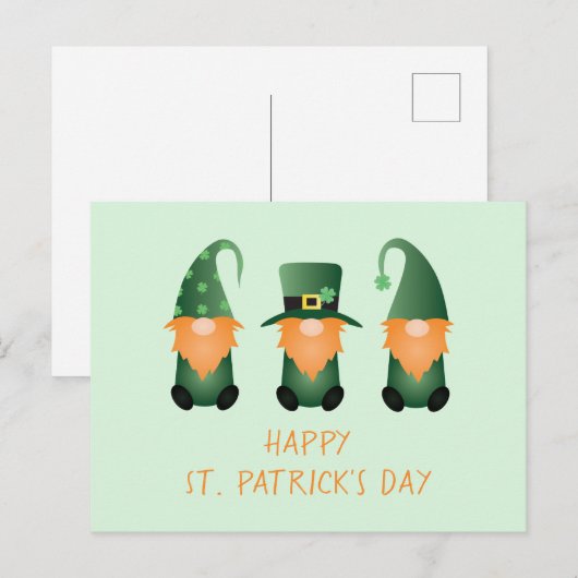 Happy St Patricks Day Gnomes Green Sinaasappel Bri Briefkaart (Voorkant / Achterkant)