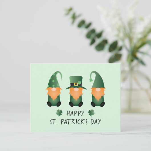 Happy St Patricks Day Gnomes Green Sinaasappel Briefkaart (Staand voorkant)